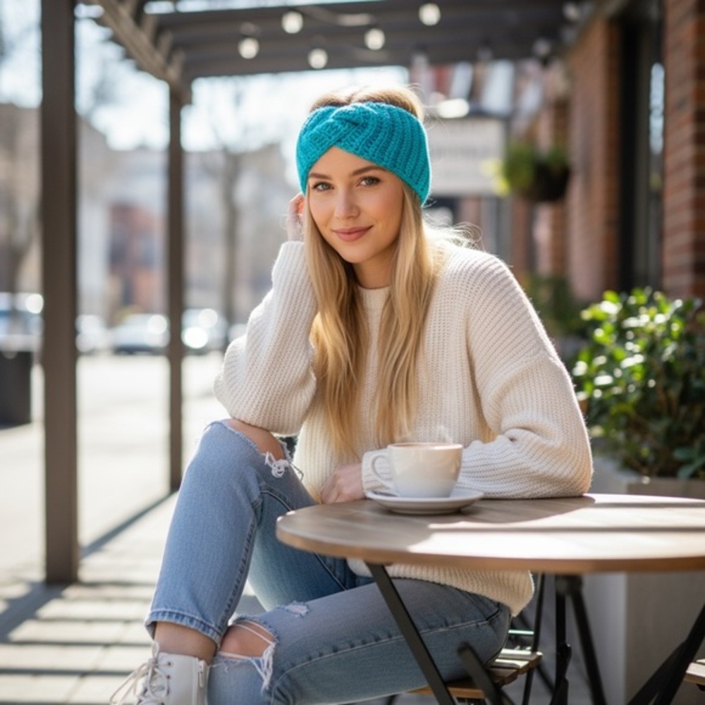 Turquoise Knitted Headband